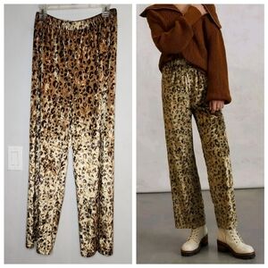 Anthropologie Mare Mare Velvet Pant Green Brown Size Medium Pull On Stretch